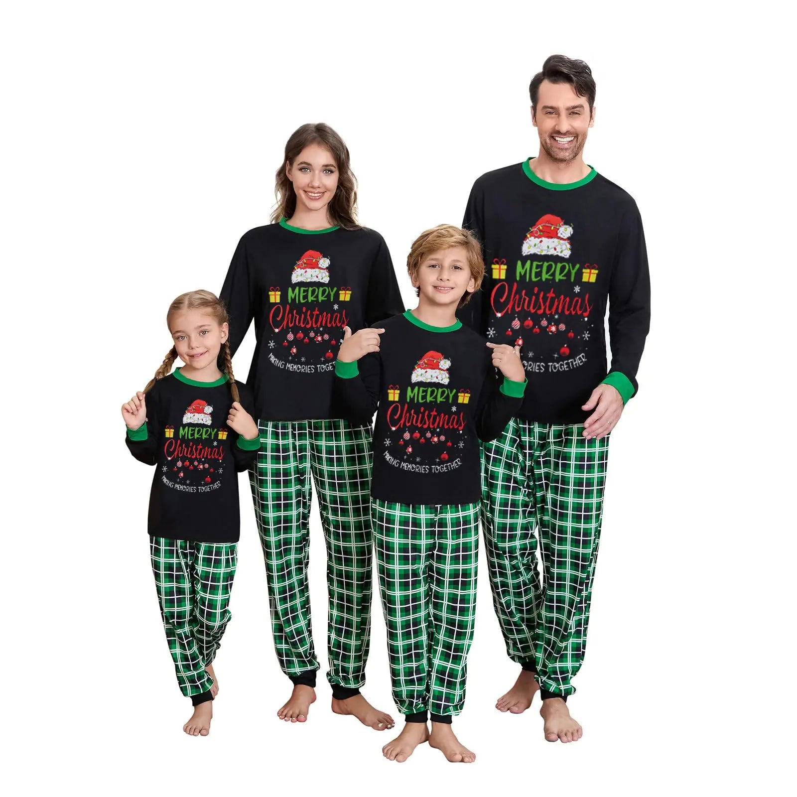 Family Christmas Pajamas Set Green