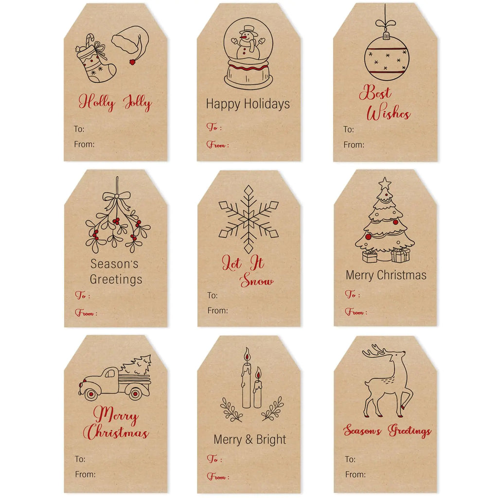 Kraft Christmas Gift Tag Stickers