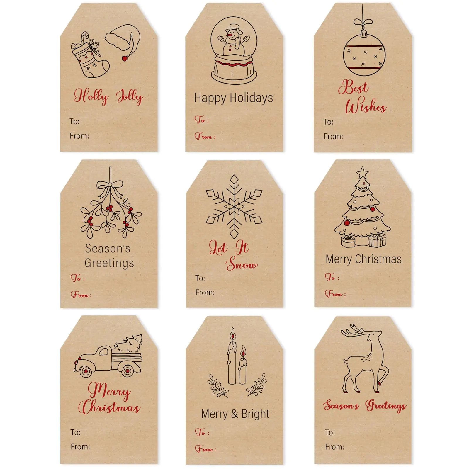 Kraft Christmas Gift Tag Stickers