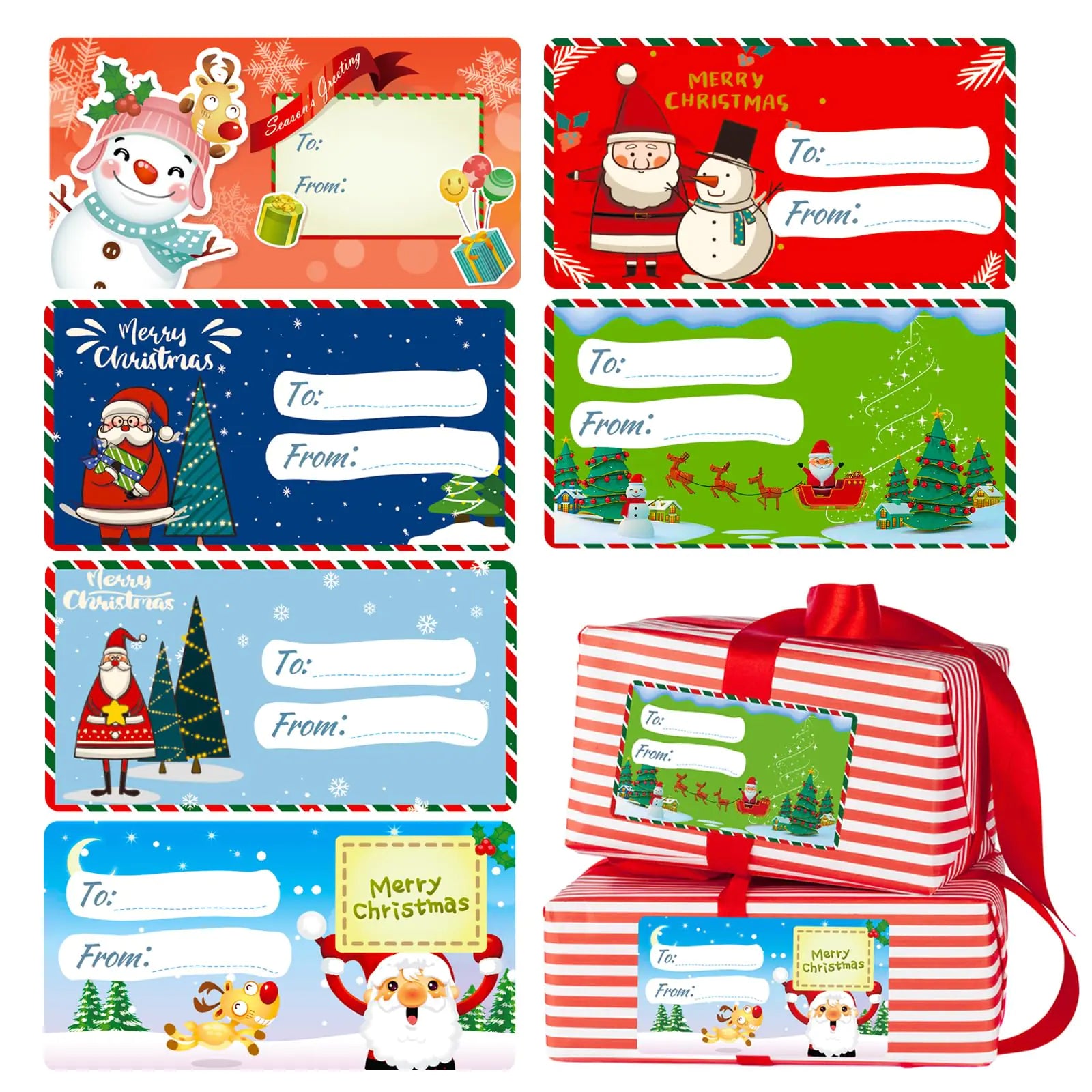 Festive Christmas Label Stickers 120-Pack