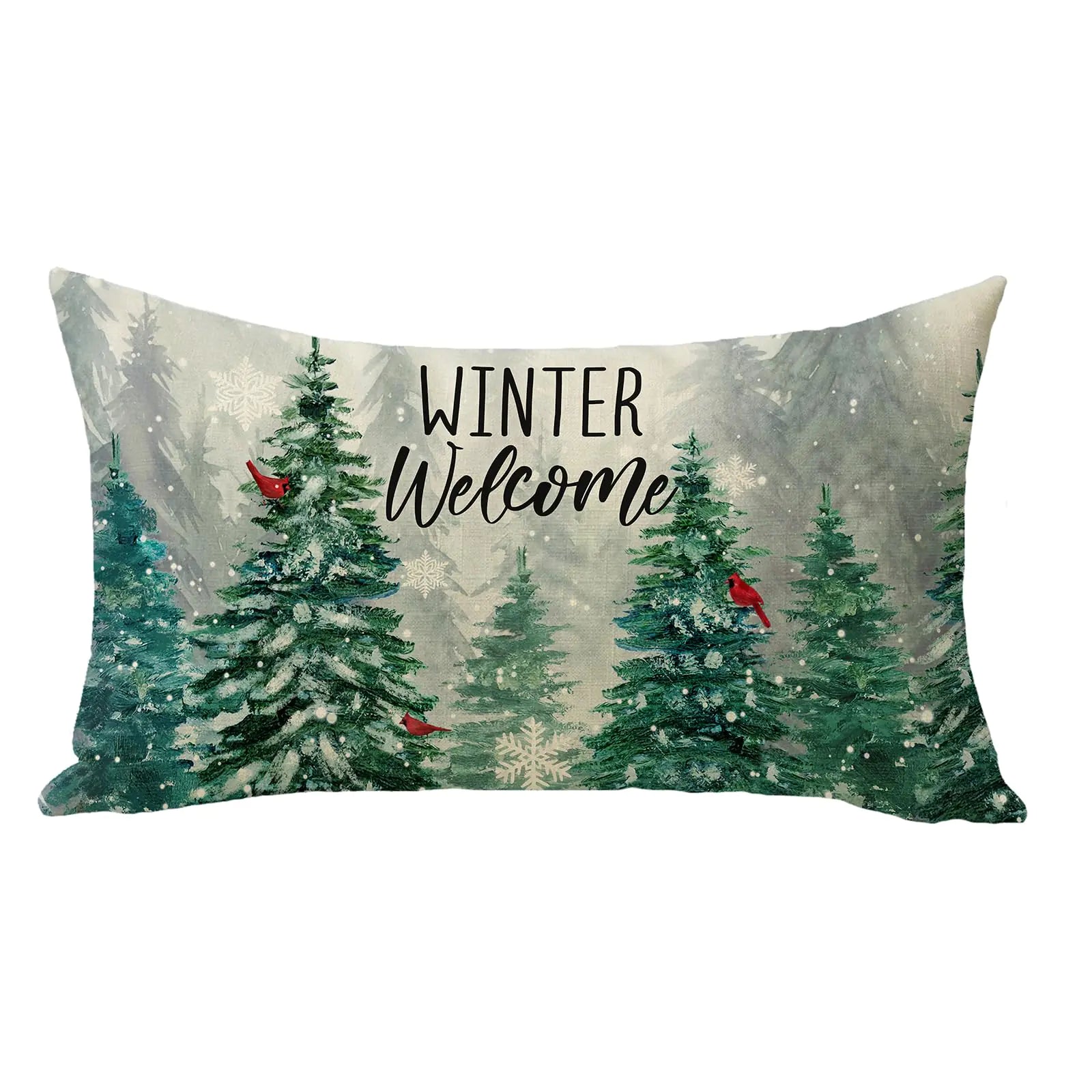 Winter Welcome Cardinal Lumbar Pillow Cover