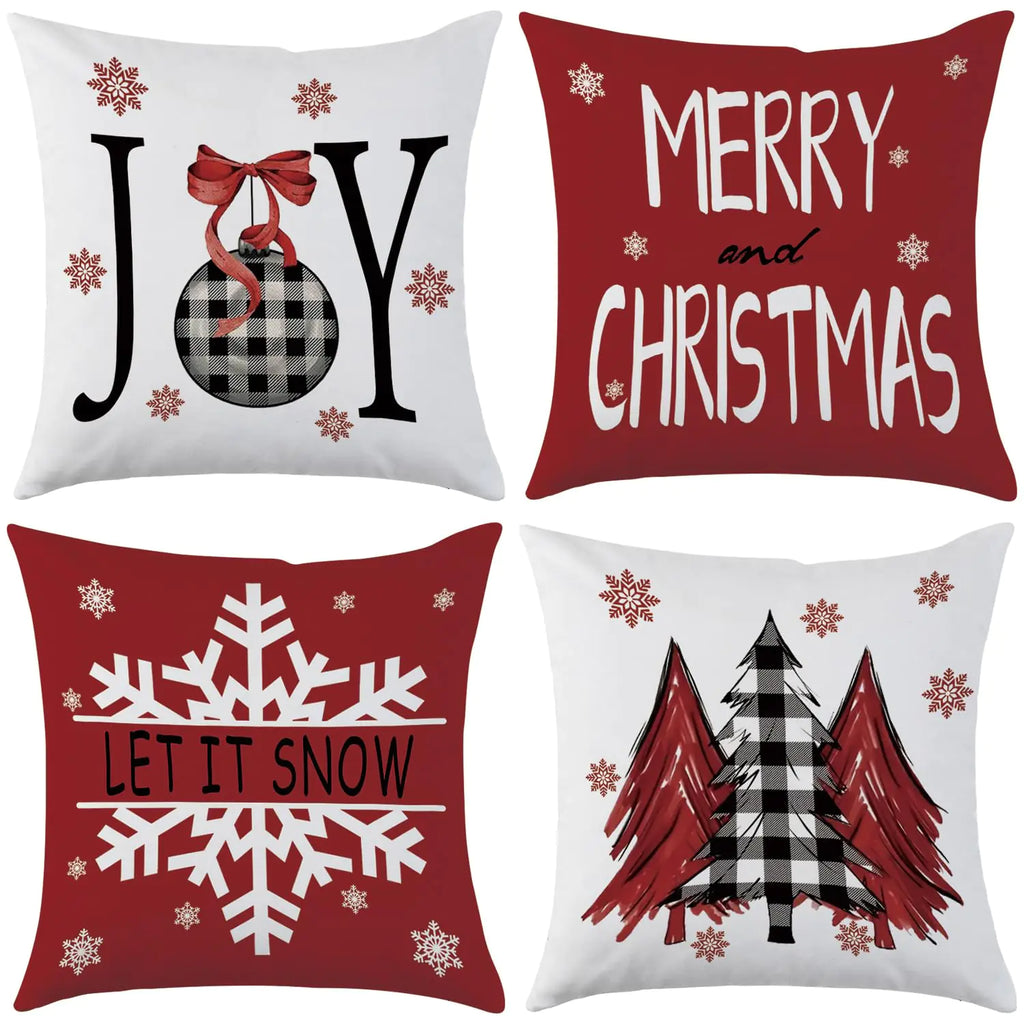 Merry Christmas Red Pillow Covers